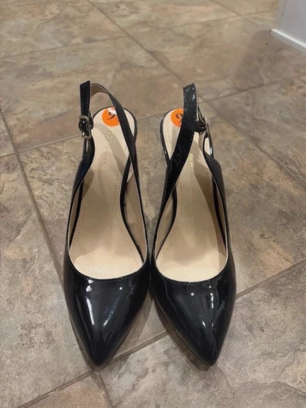 BCBGeneration Black Patent Slingback Pointed-Toe Pumps